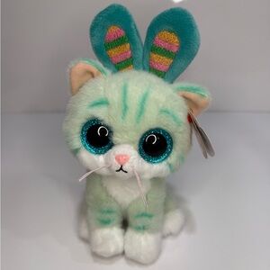 Ty Beanie Boos “Gumdrop” Teal Cat with Bunny Ears 2025 6” Easter